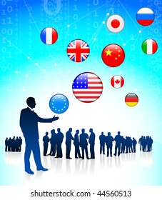 Businessman Leader with Binary Code Original Vector Illustration