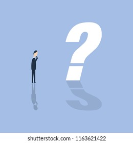 Businessman leader search for a solution, vector illustration. R