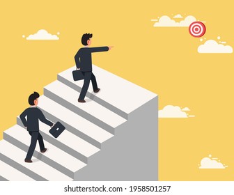 Businessman leadership pointing the target. leadership concept