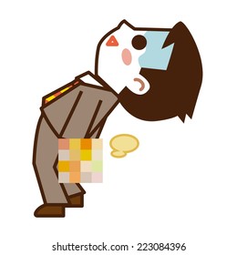Businessman leaking stool