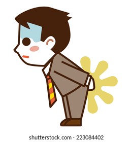Businessman leaking stool