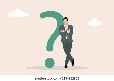 Businessman Leaning On Question Mark Vector Stock Vector (Royalty Free ...