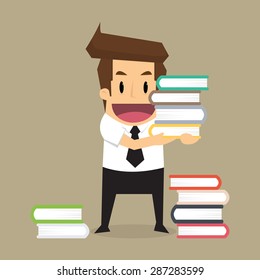 businessman learn and reading a book. vector