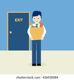 Businessman Leaving Job. Fired Illustration vector