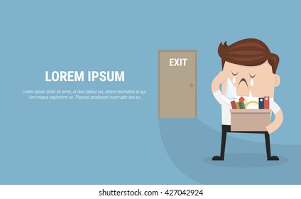 Businessman Leaving Job, vector, flat design