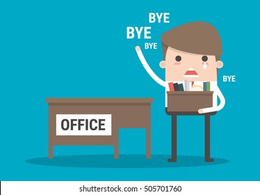 Businessman Leaving Job, vector, flat design