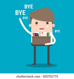 Businessman Leaving Job, vector, flat design