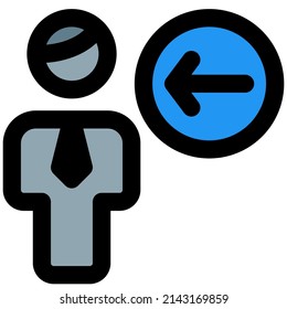 businessman with a left direction arrow indication