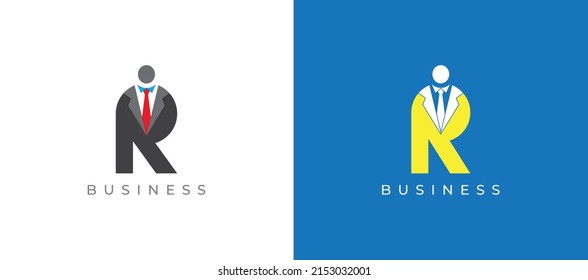 Businessman and Letter R Combination Logo sign icon symbol Design. Vector illustration logo template