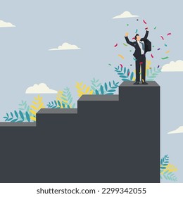 Businessman level up design vector illustration