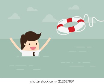 Businessman With Life Preserver