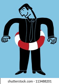 businessman with lifesaver