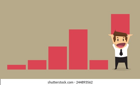 businessman lift increase bar chart.vector