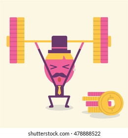 Businessman lifting coins, Business concept idea
