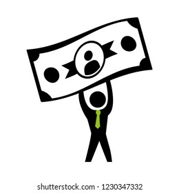 businessman lifting dollar bill