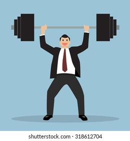 businessman lifting a heavy weight. Business concept