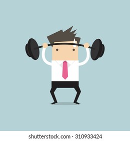 Businessman Lifting A Heavy Weight Vector