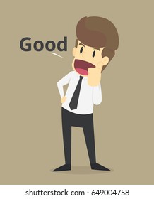 Businessman lifting his two thumbs up, saying good .VECTOR