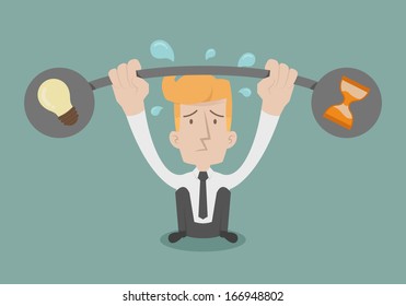 businessman lifting weights , eps10 vector format