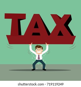 Businessman lifts a tax sign, illustration vector cartoon