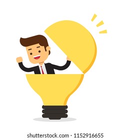 Businessman in a light bulb