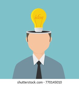 Businessman with a Light bulb in the head