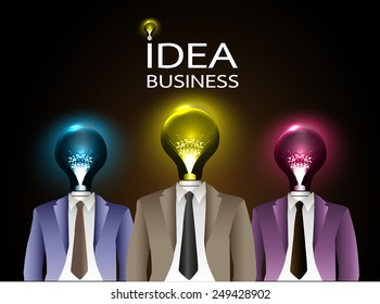 businessman light bulb head with business strategy background as concept