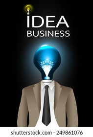 businessman light bulb head with business strategy background as concept