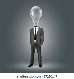 Businessman with Light Bulb Head (EPS10)