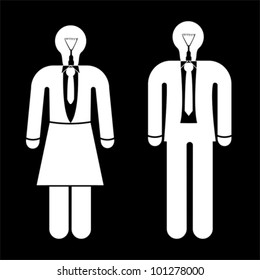 businessman with light bulb head, vector