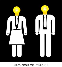 businessman with light bulb head, vector