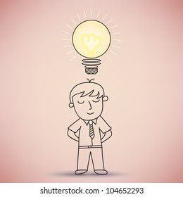 Businessman with light bulb idea vector