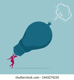 Businessman and light bulb. Isolated on blue background.