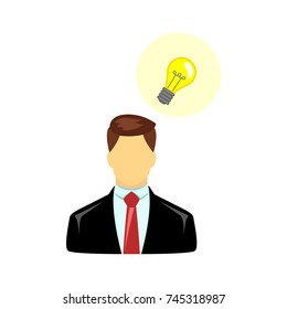 Businessman with light bulb isolated on white background. Symbol for your web site design, logo, app, UI. Vector illustration, EPS