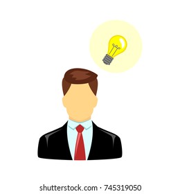 Businessman with light bulb isolated on white background. Symbol for your web site design, logo, app, UI. Vector illustration, EPS
