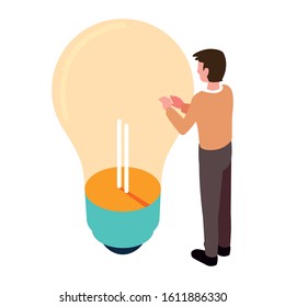 businessman with light bulb on white background vector illustration design