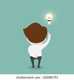 Businessman with light bulb over his head,Vector EPS 10.