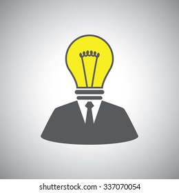 businessman light bulb yellow head, business idea concept