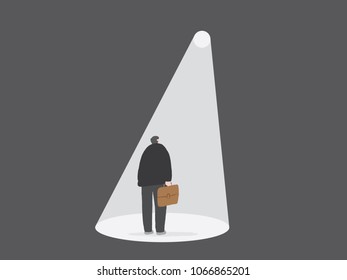 Businessman and the light of solution way on white background illustration vector. Business concept.
