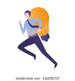 Businessman with lightbulb avatar character