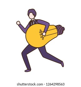 Businessman with lightbulb avatar character