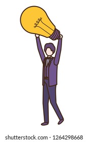 Businessman with lightbulb avatar character