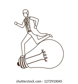 Businessman with lightbulb avatar character