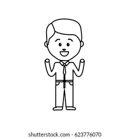 businessman line cartoon face happy expression