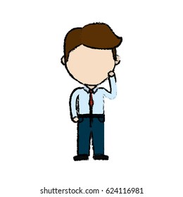 businessman line cartoon with formal clothes