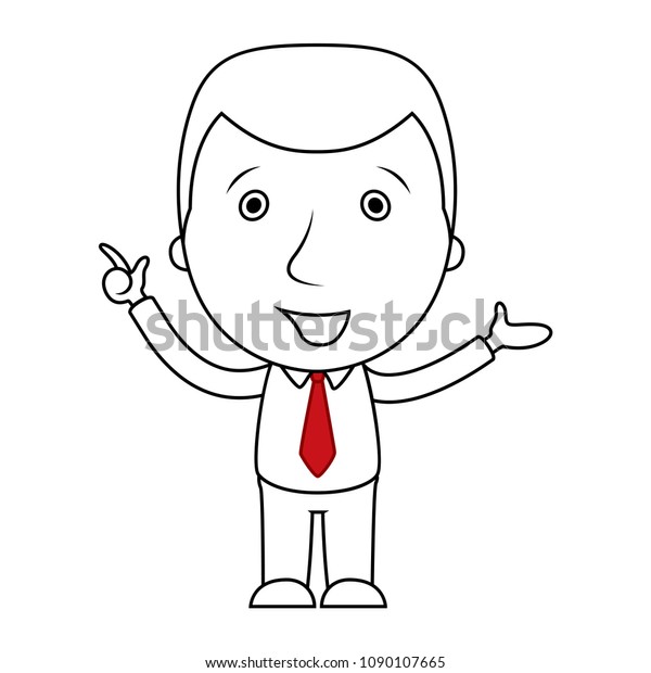 Businessman Line Cartoon Pointing His Finger Stock Vector (Royalty Free ...