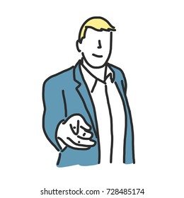 Businessman line drawing illustration in various poses.