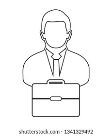 Businessman line Icon with briefcase symbol. Editable vector EPS.