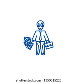 Businessman line icon concept. Businessman flat  vector symbol, sign, outline illustration.