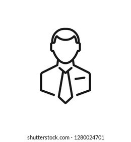 Businessman line icon. Man in tie. Occupation concept. Can be used for topics like top management, banking, finance, investment - Shutterstock ID 1280024701